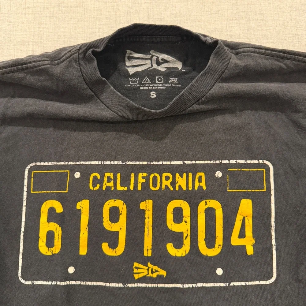 SD West Coastin San Diego California License Plate T-Shirt Mens S Black Cotton